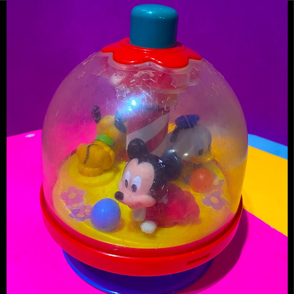 DISNEY VINTAGE 90’s MICKEY MOUSE, DONALD DUCK & PLUTO CAROUSEL PUSH N SPIN TOY